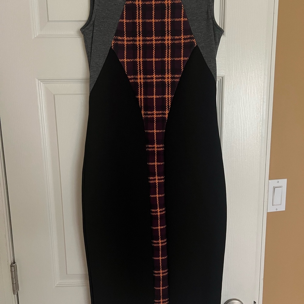 Plaid Black and Gray Sleeveless Dress